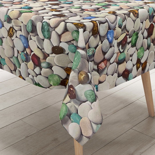 Wachstuch Tischdecke C147030 bunte Steine maritim eckig rund oval