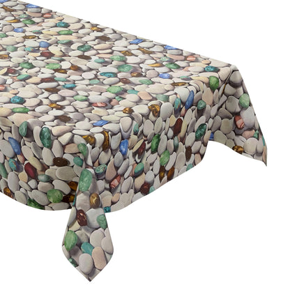 Nappe en toile cirée C147030 pierres colorées maritime carrée ronde ovale
