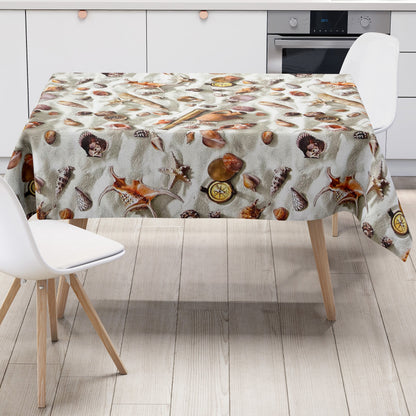 Nappe en toile cirée C147090 coquillage sable étoile de mer maritime carrée ronde ovale