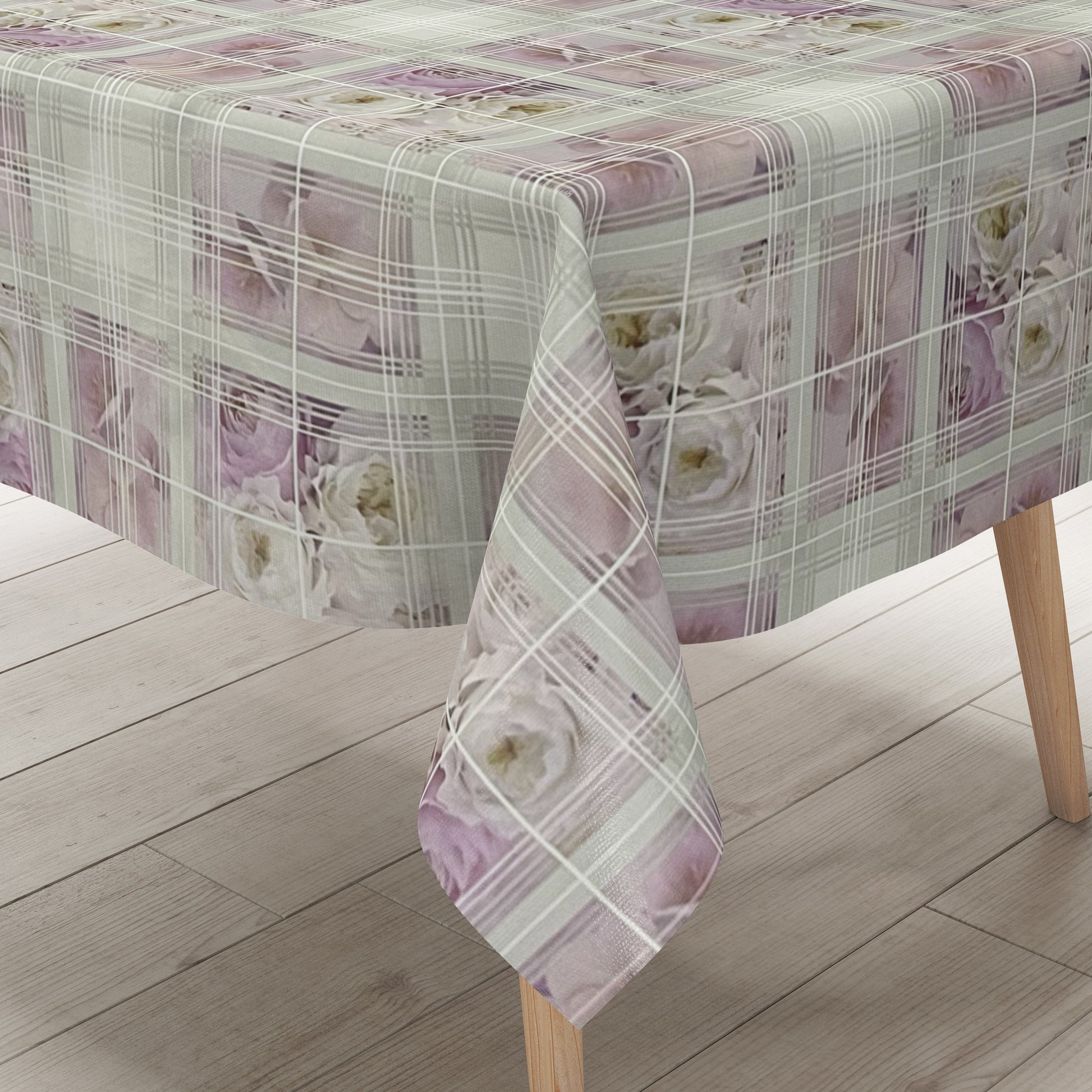 Wachstuch Tischdecke Rosen kariert
