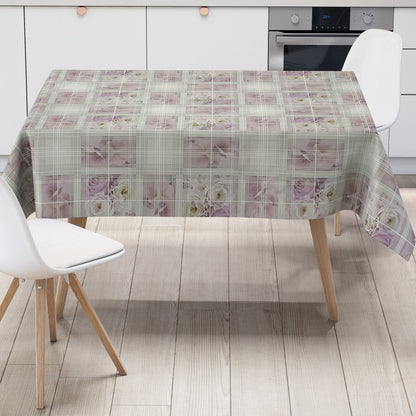 Wachstuch Tischdecke Rosen kariert
