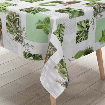 Oilcloth tablecloth CU80 kitchen herbs square round oval