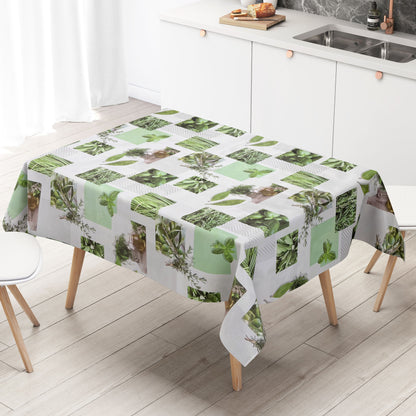 Oilcloth tablecloth CU80 kitchen herbs square round oval