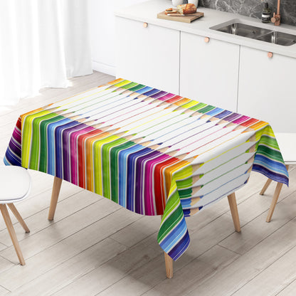 Wachstuch Tischdecke D220 Buntstifte Schule Kindermotiv eckig rund oval