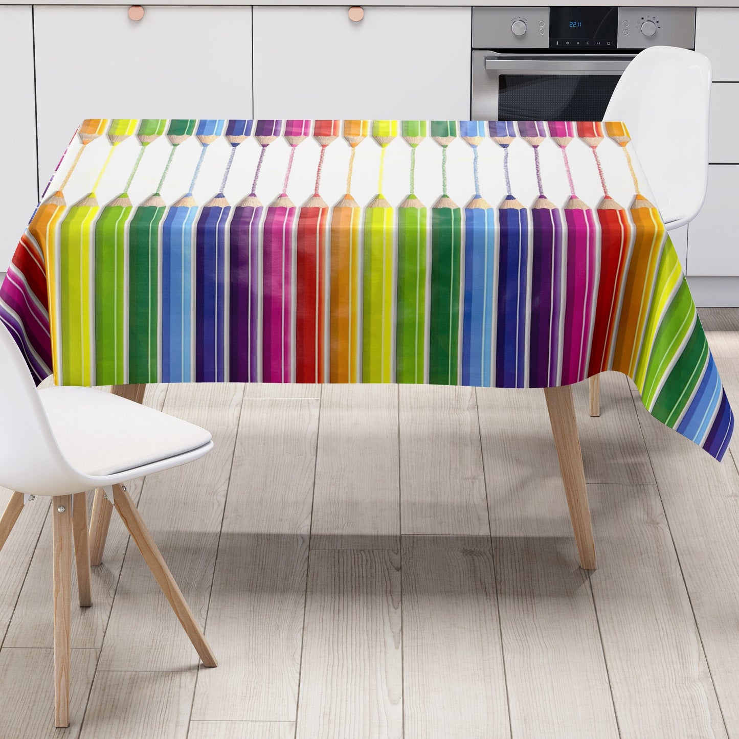 Wachstuch Tischdecke D220 Buntstifte Schule Kindermotiv eckig rund oval