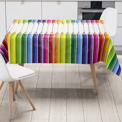 Wachstuch Tischdecke D220 Buntstifte Schule Kindermotiv eckig rund oval