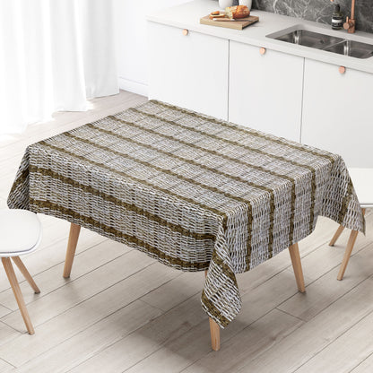 Nappe en toile cirée K150181 aspect rotin tressé marron beige carrée ronde ovale