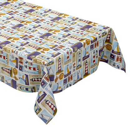 Oilcloth tablecloth K-BE4201 shell sand starfish maritime square round oval