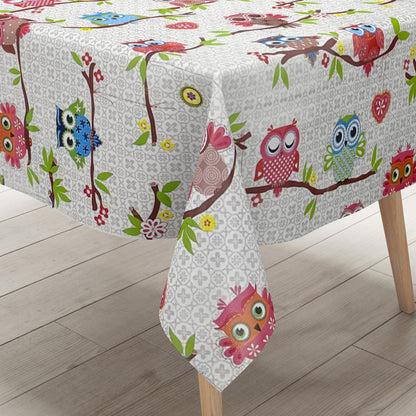 Wachstuch Tischdecke K-BE4213 bunte Eulen Uhu eckig rund oval