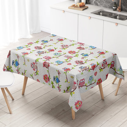 Wachstuch Tischdecke K-BE4213 bunte Eulen Uhu eckig rund oval