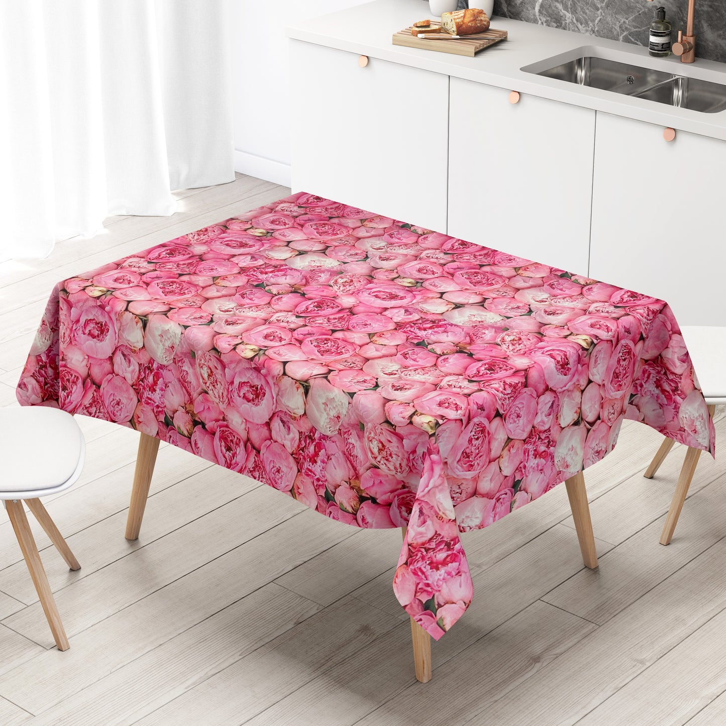 Wachstuch Tischdecke Rosen Pfingstrosen rosa