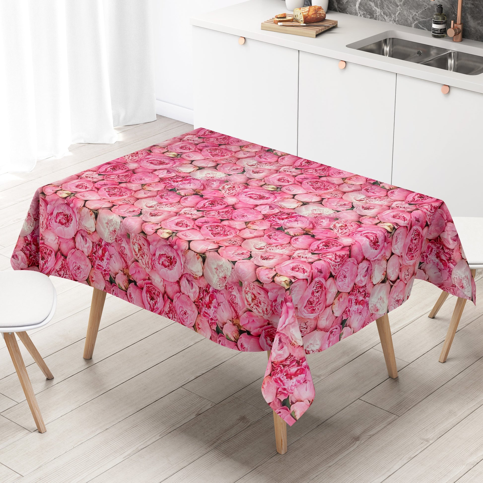 Wachstuch Tischdecke Rosen Pfingstrosen rosa