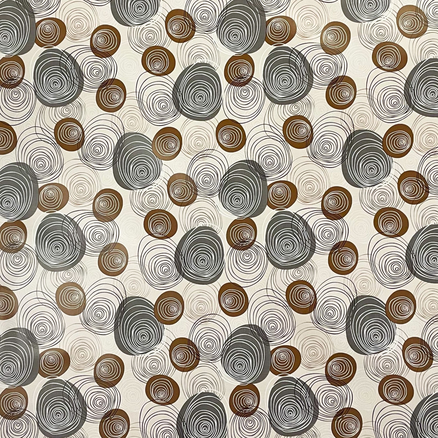 Wachstuch Tischdecke Linien Kreise beige