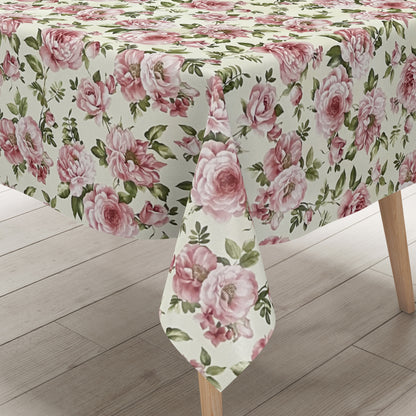 Wachstuchdecke Rosen beige