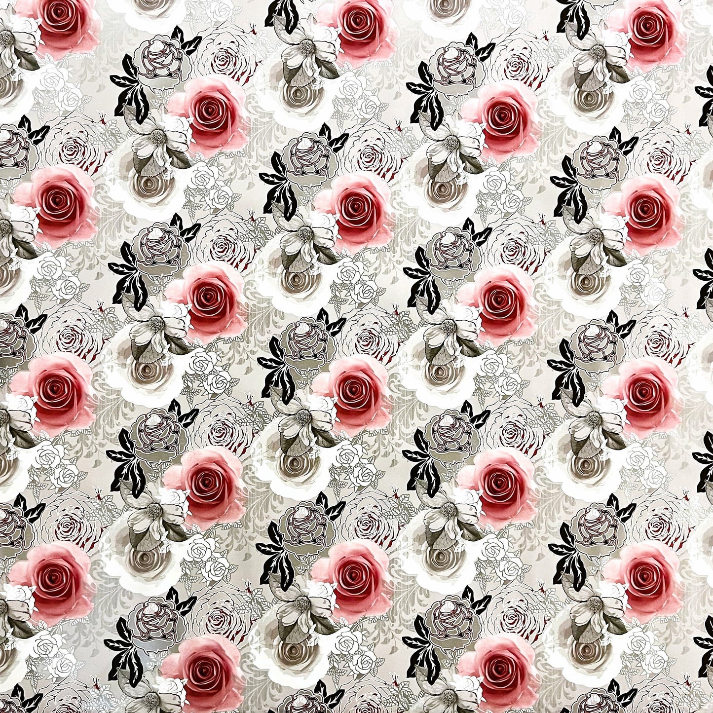 abwaschabre Wachstuch Tischdecke Rosen Blumen Blüten