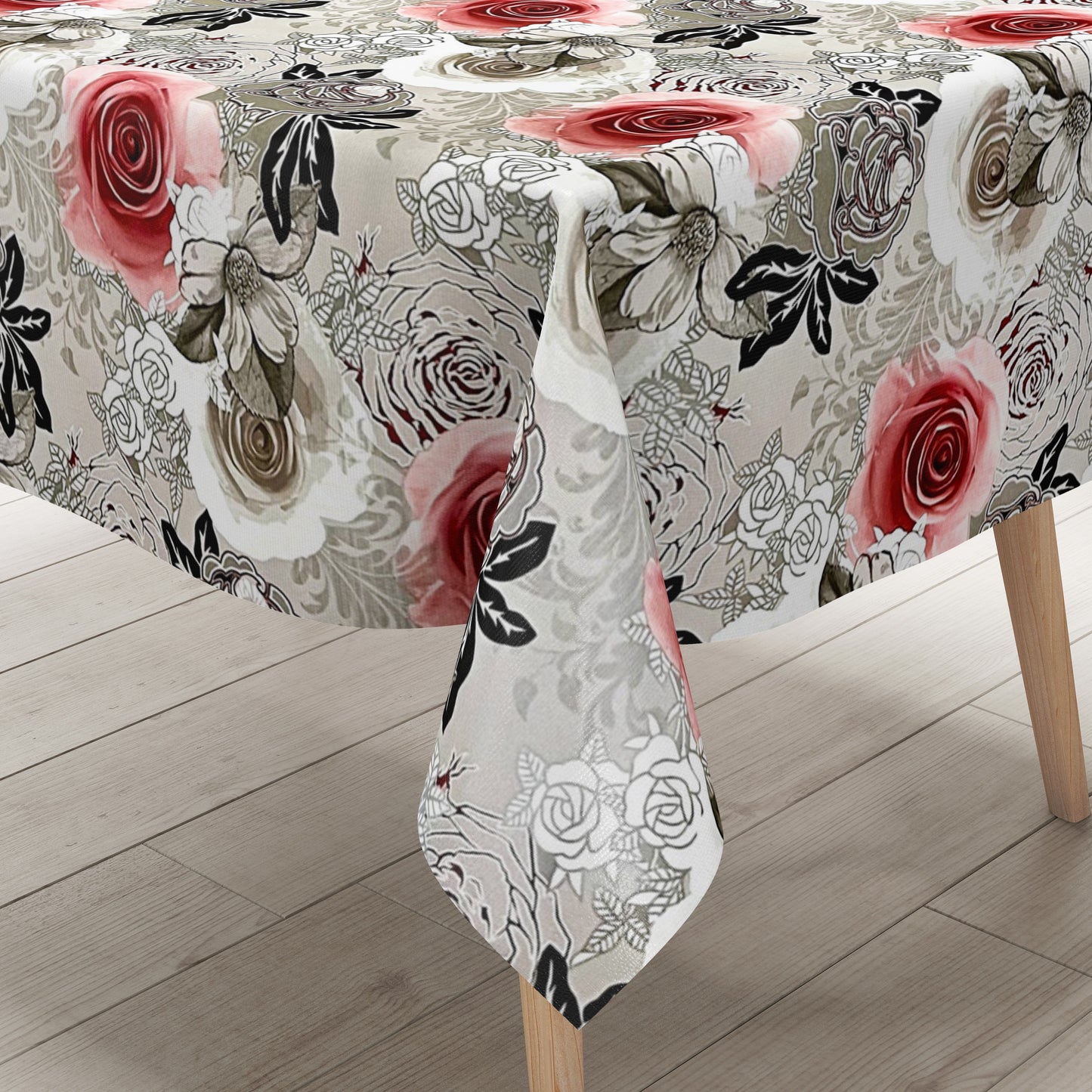 abwaschabre Wachstuch Tischdecke Rosen Blumen Blüten