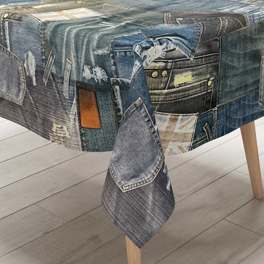 Wachstuch Tischdecke K150023 Jeans Denim blau eckig rund oval