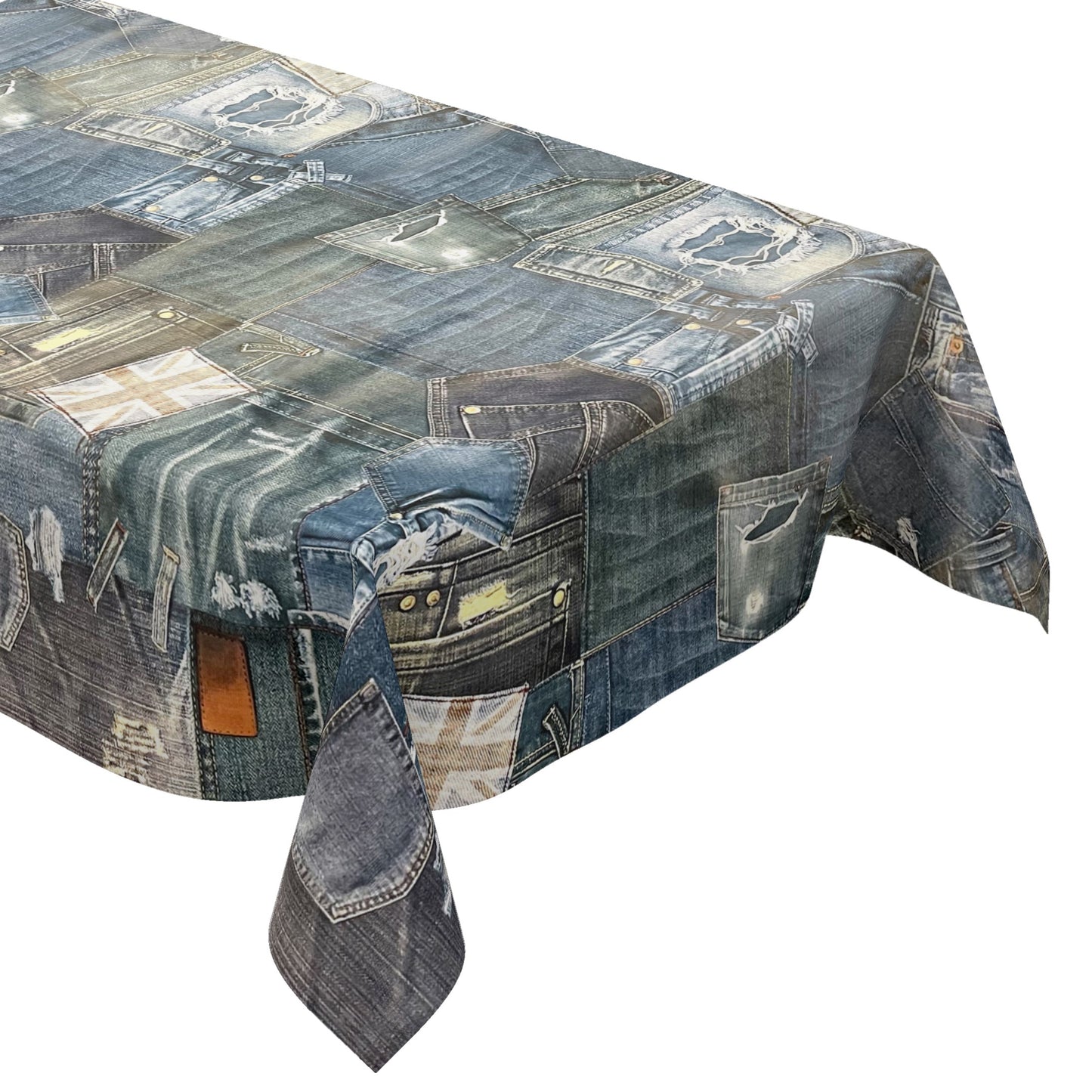 Nappe en toile cirée K150023 Jeans Denim bleu carré rond ovale