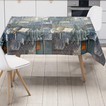 Nappe en toile cirée K150023 Jeans Denim bleu carré rond ovale