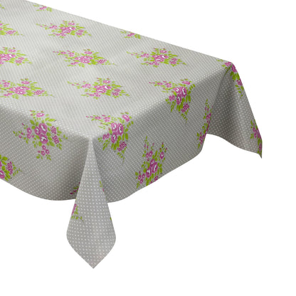 Nappe en toile cirée K150029 pois lavande sur beige carré rond ovale