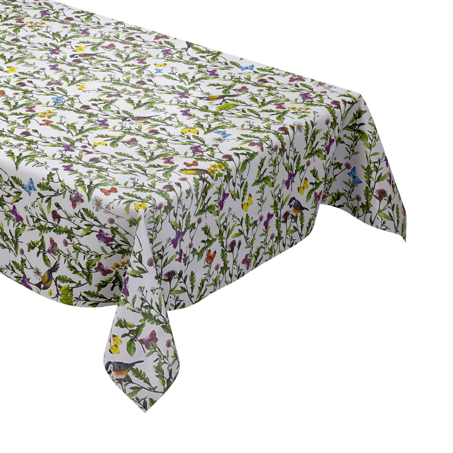 Nappe en toile cirée K150058 prairie fleurie papillons carré rond ovale