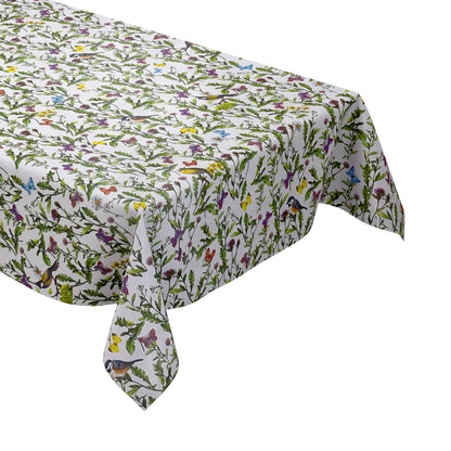 Nappe en toile cirée K150058 prairie fleurie papillons carré rond ovale