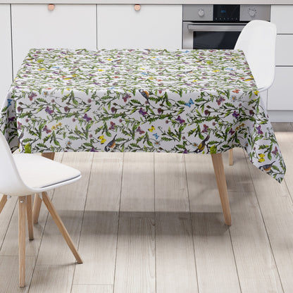 Nappe en toile cirée K150058 prairie fleurie papillons carré rond ovale