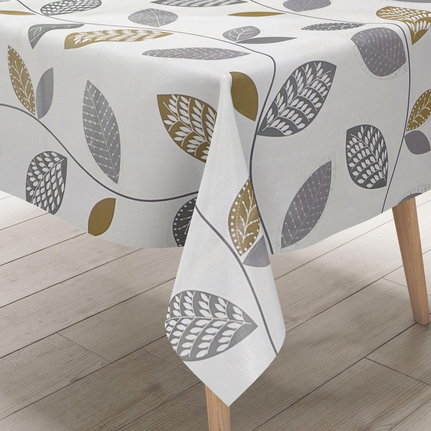 Oilcloth tablecloth K150087 leaves autumn on white square round oval
