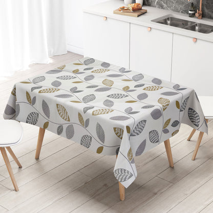 Oilcloth tablecloth K150087 leaves autumn on white square round oval