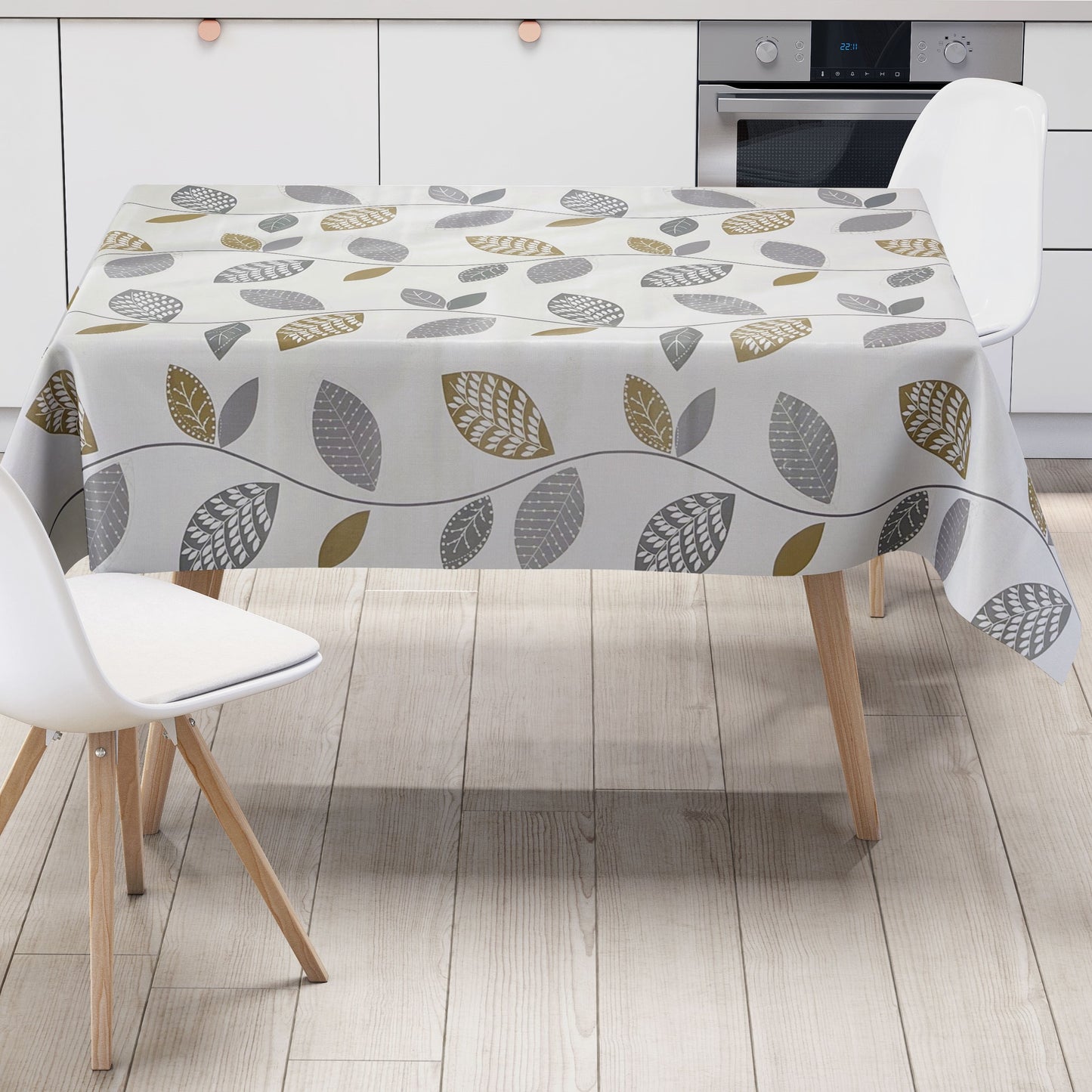 Oilcloth tablecloth K150087 leaves autumn on white square round oval