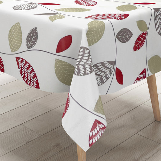 Oilcloth tablecloth K150088 leaves on white square round oval