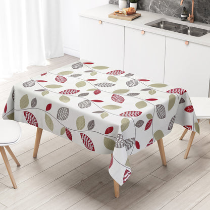 Nappe en toile cirée K150088 feuilles sur fond blanc carré rond ovale
