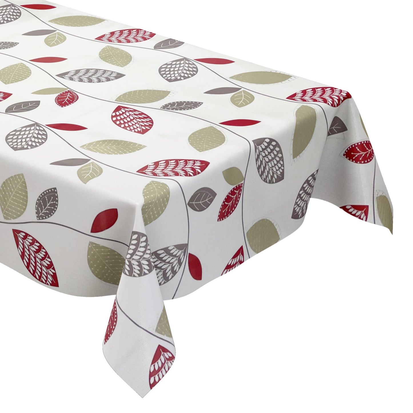 Nappe en toile cirée K150088 feuilles sur fond blanc carré rond ovale