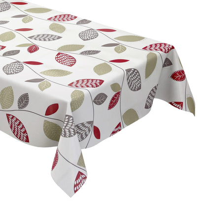Nappe en toile cirée K150088 feuilles sur fond blanc carré rond ovale
