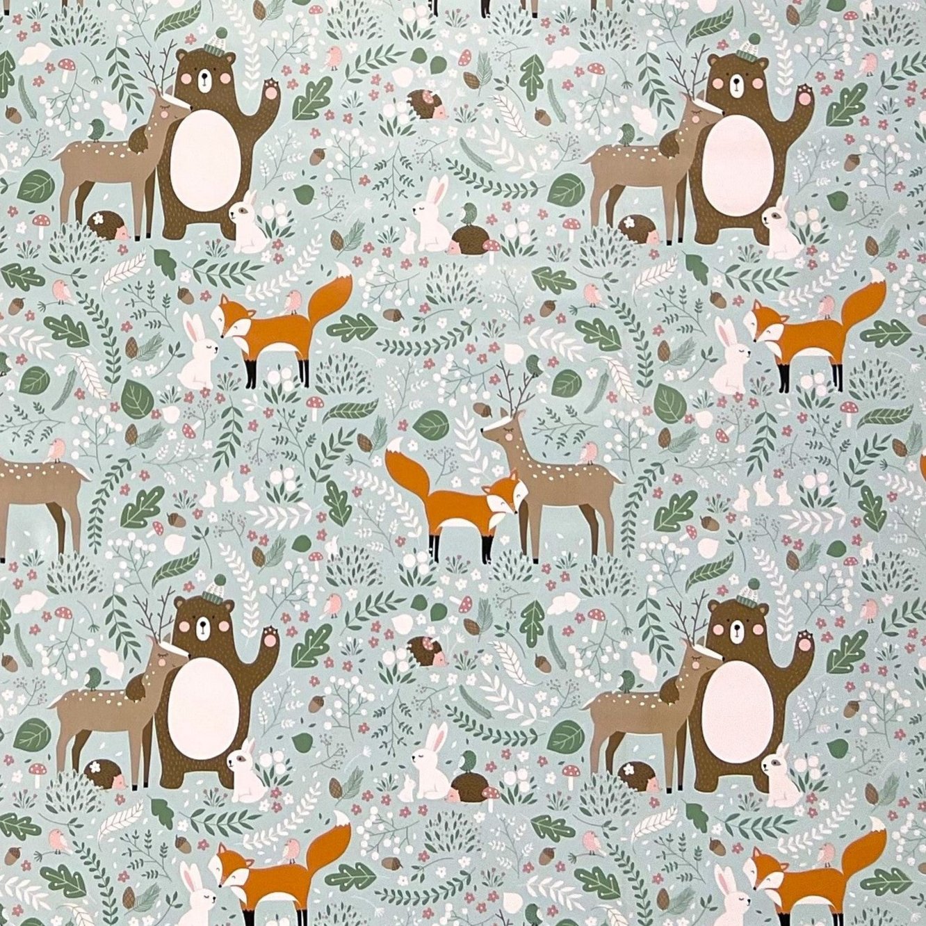 Nappe en toile cirée K150133 motif enfant renard cerf ours conte de fées carré rond ovale