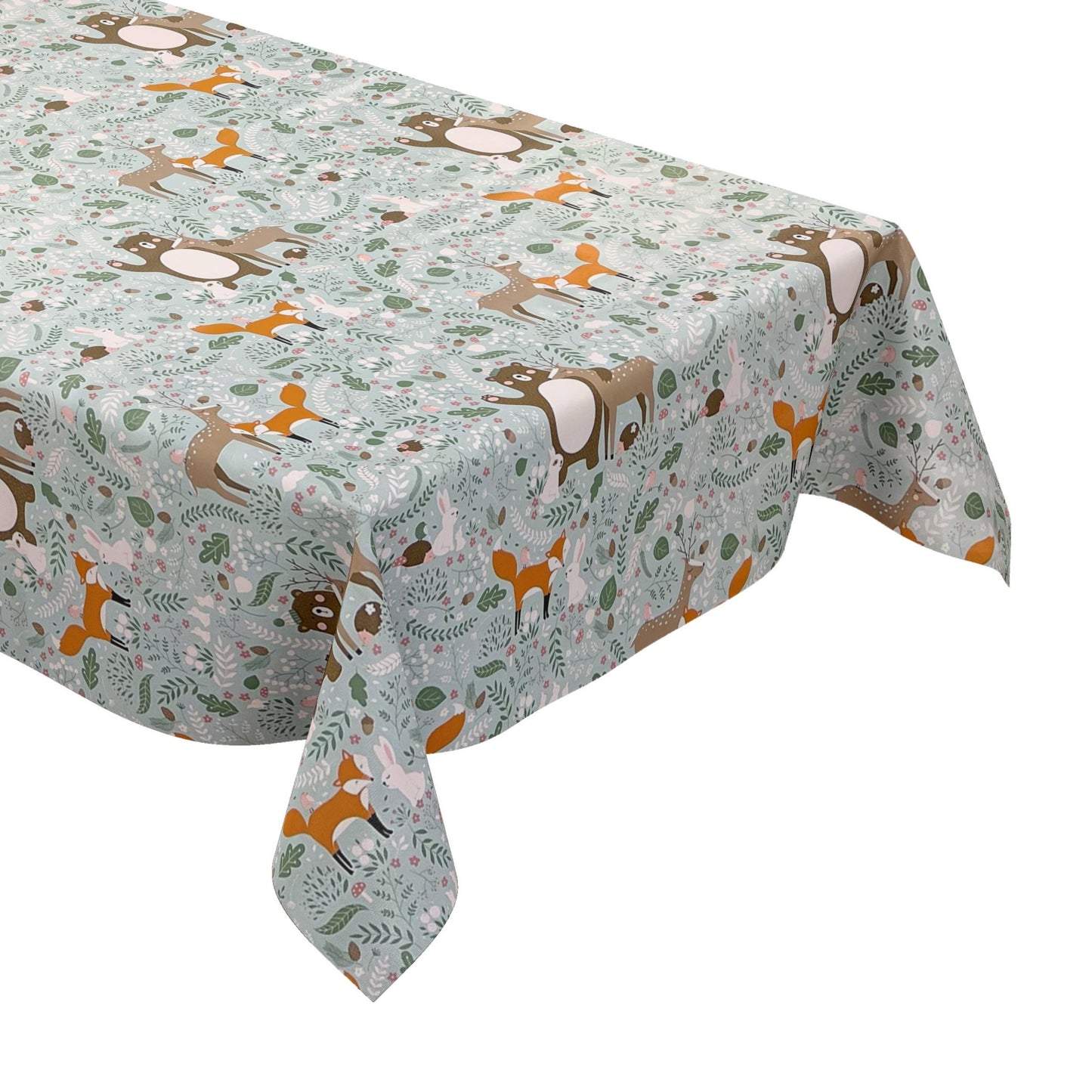 Nappe en toile cirée K150133 motif enfant renard cerf ours conte de fées carré rond ovale