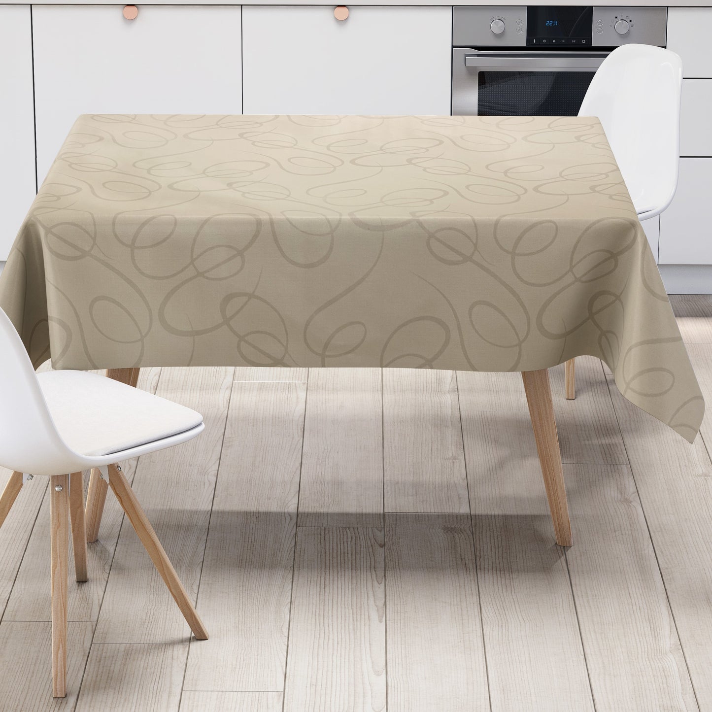 Nappe en toile cirée K150136 Ornements baroques beige crème carré rond ovale