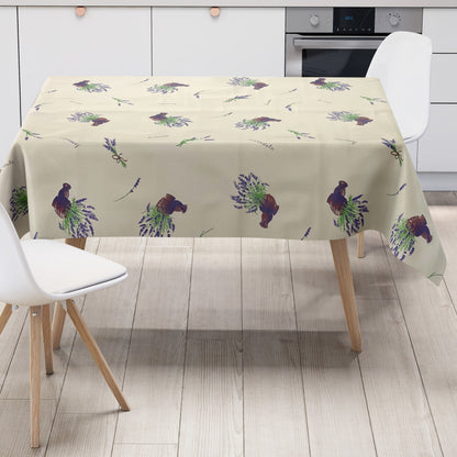 Wachstuch Tischdecke K150114 Lavendel auf beige eckig rund oval