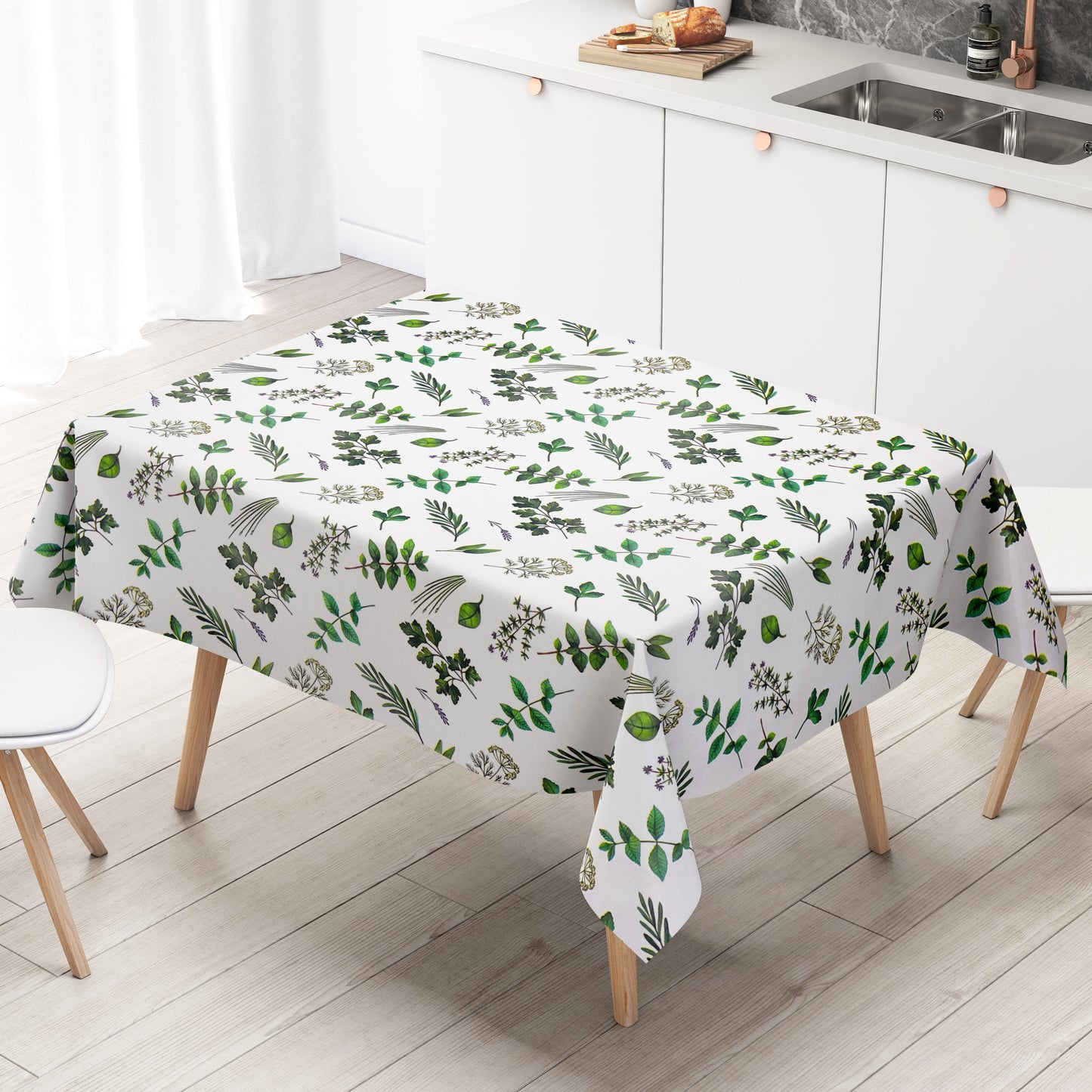 Oilcloth tablecloth K150158 flowers blossoms herbs square round oval