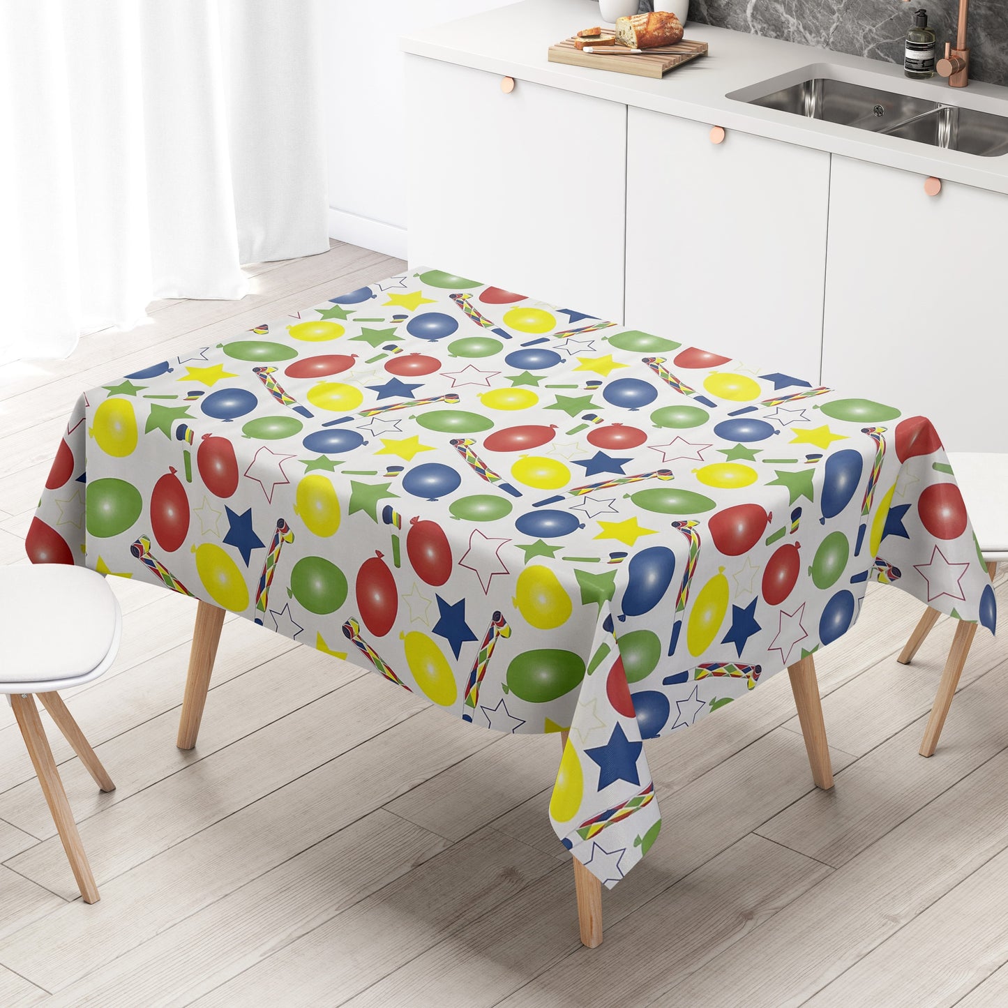 Nappe en toile cirée K150180 Anniversaire Ballon Fête carrée ronde ovale