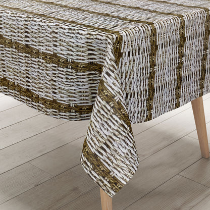 Nappe en toile cirée K150181 aspect rotin tressé marron beige carrée ronde ovale