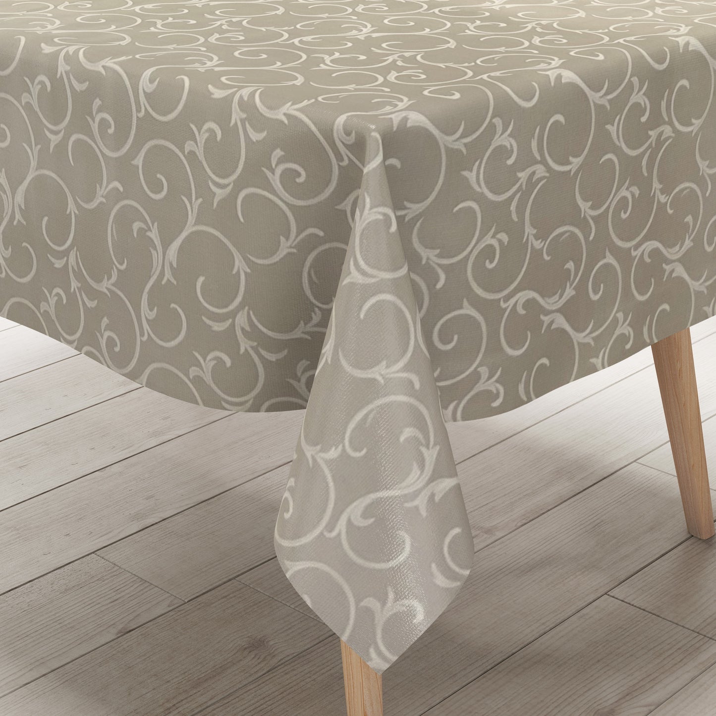Oilcloth tablecloth K150192 Baroque ornaments beige cream square round oval