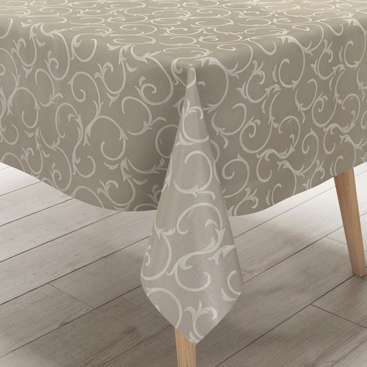 Oilcloth tablecloth K150192 Baroque ornaments beige cream square round oval