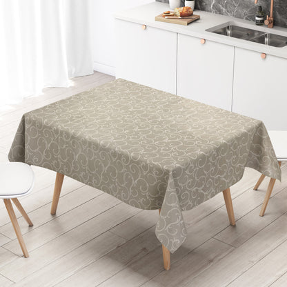 Oilcloth tablecloth K150192 Baroque ornaments beige cream square round oval