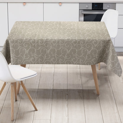 Oilcloth tablecloth K150192 Baroque ornaments beige cream square round oval