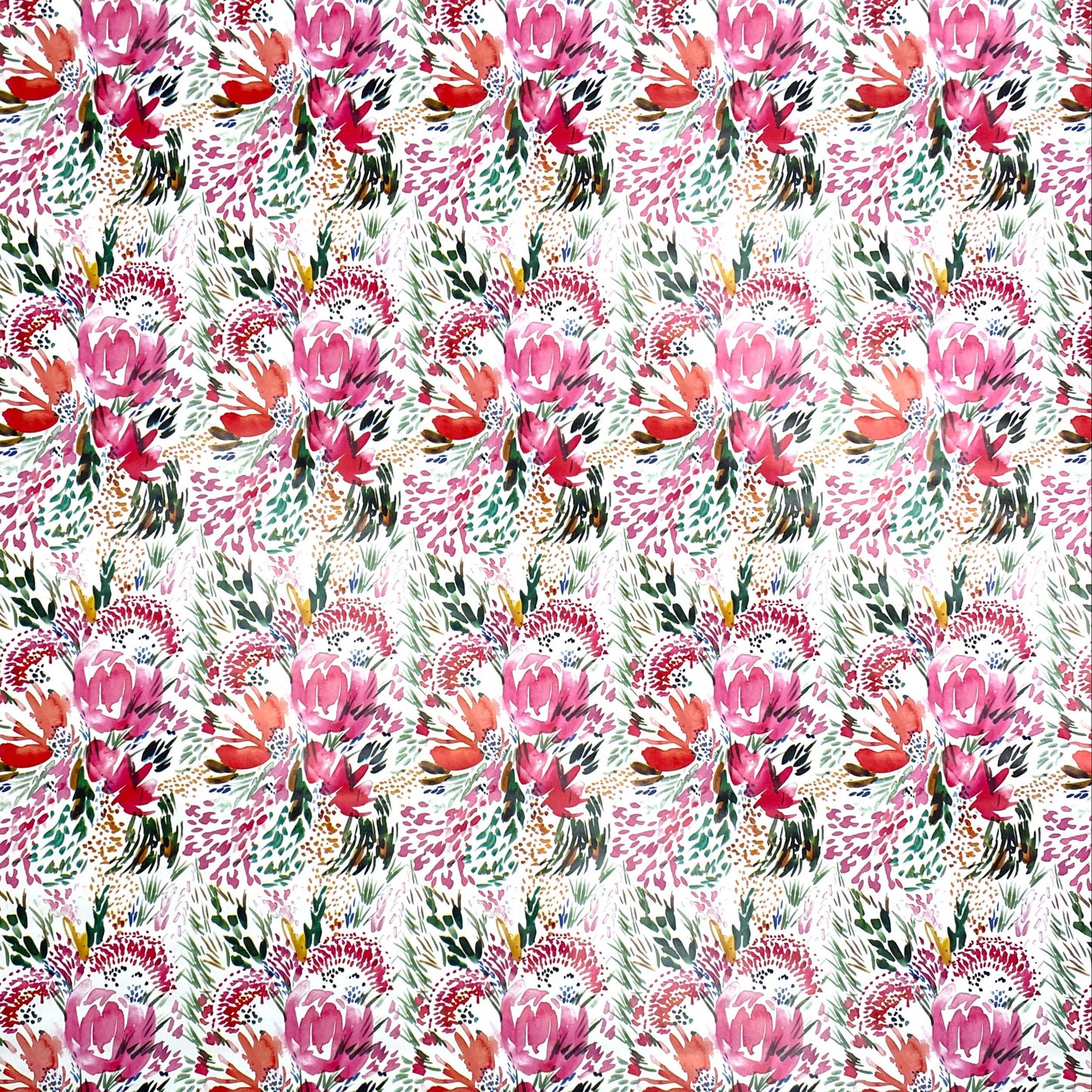 Wachstuch Tischdecke K150202 Blumenwiese rosa Blüten auf weiß eckig rund oval