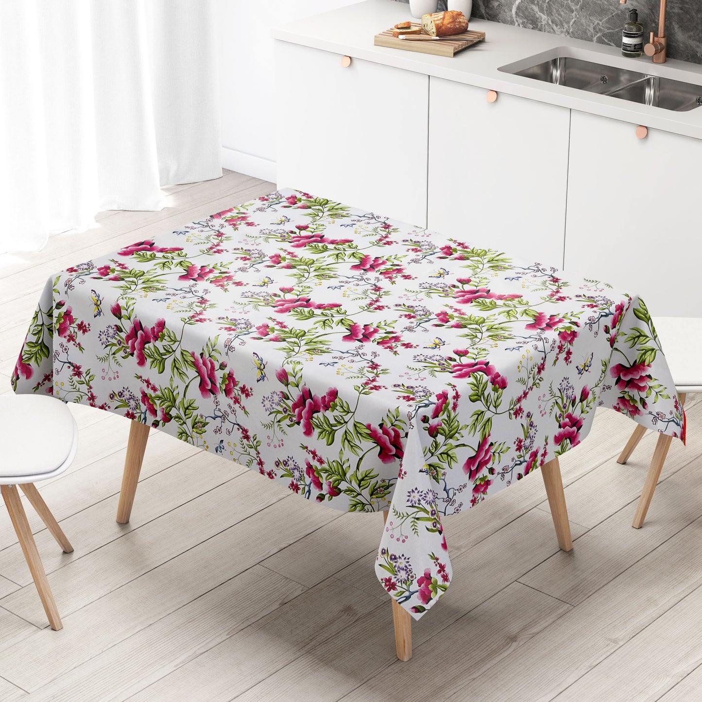 Wachstuch Tischdecke K150207 Blumenwiese Schmetterlinge eckig rund oval