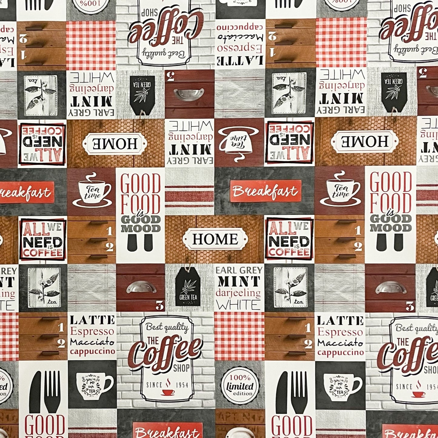 Wachstuch Tischdecke Kaffee Essen 