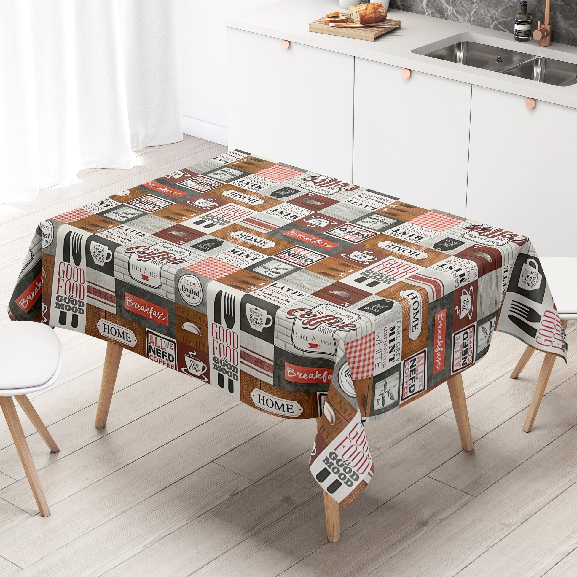 Wachstuch Tischdecke Kaffee Essen 