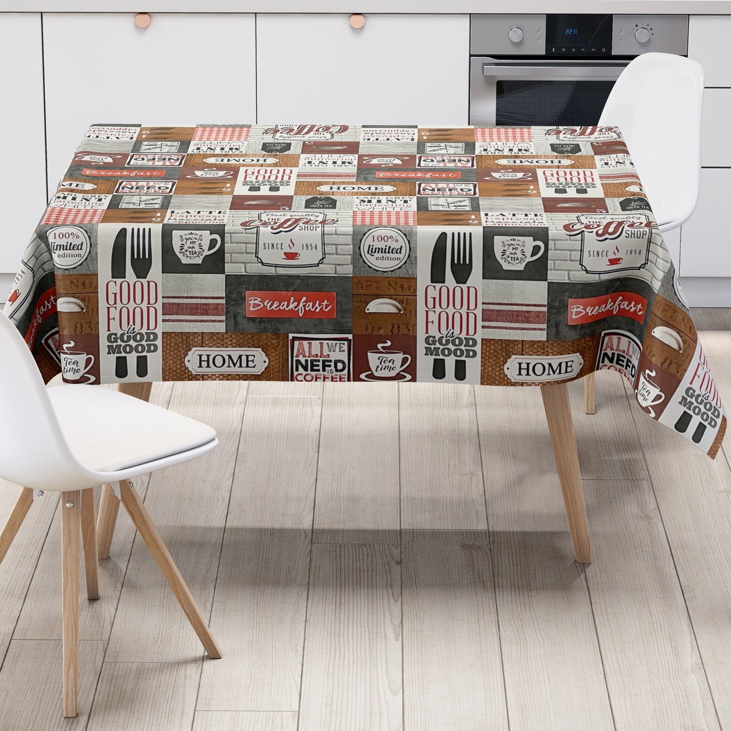 Wachstuch Tischdecke Kaffee Essen 